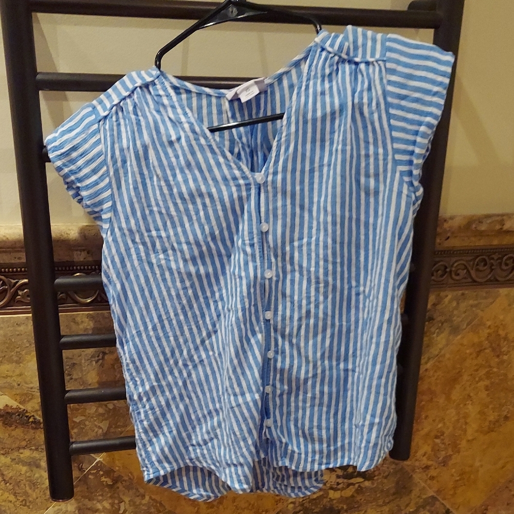 Liz Claiborne Blue and White Button Down Shirt